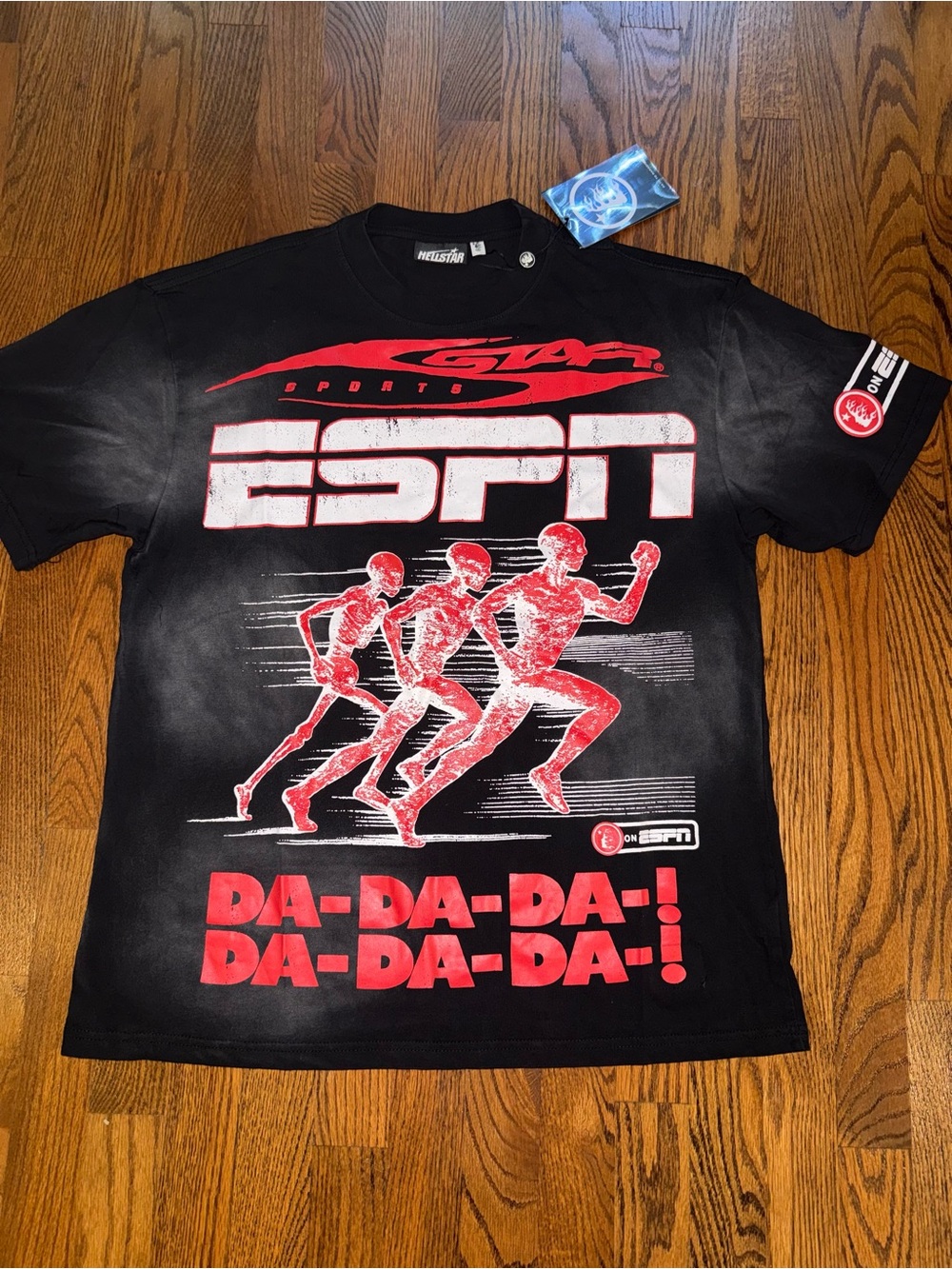 ESPN Men's Black Short-Sleeve Graphic Tee with Red Athletic Print